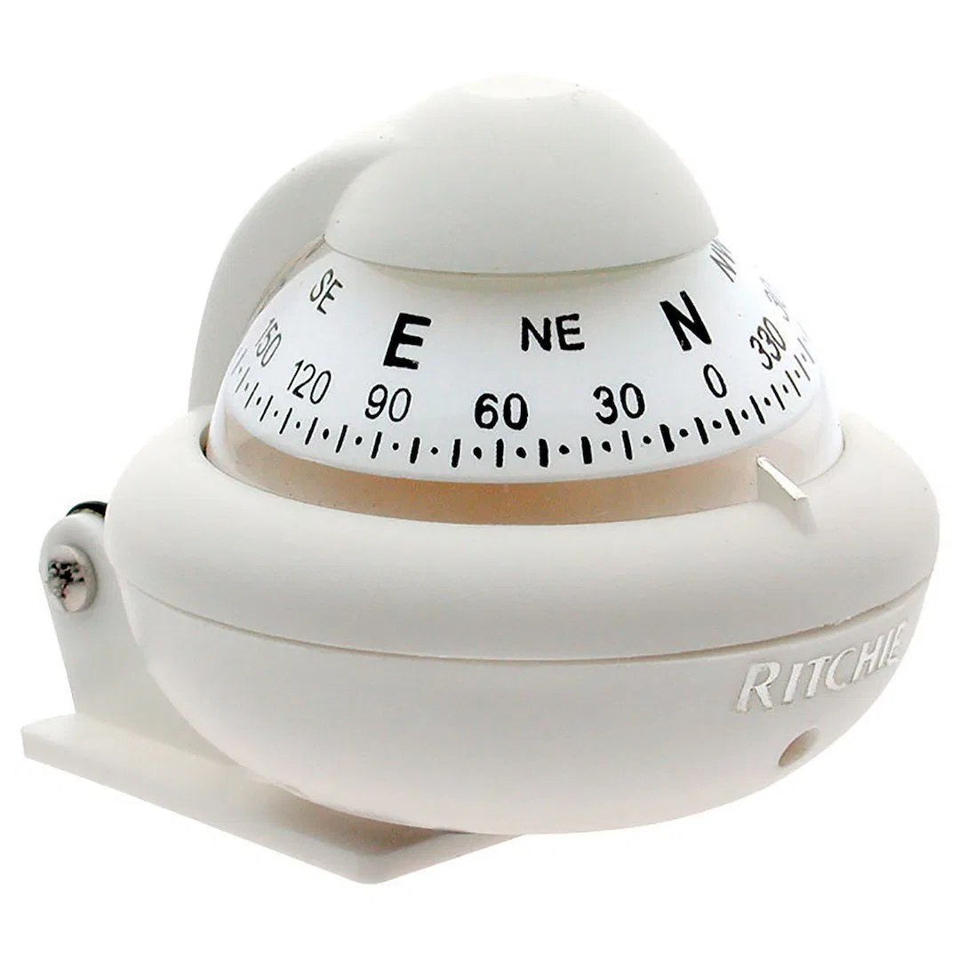 X-10W-M – RITCHIE NAVI Compass, White 12 Volt Green LED Bracket Mount 2 Inch Direct Read Dial 2-3/16 Inch Height Over...